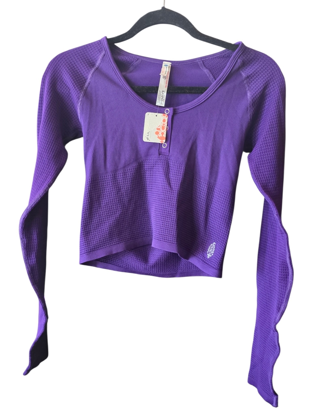 FP Movement by Free People Purple Long-Sleeve Waffle Knit Top